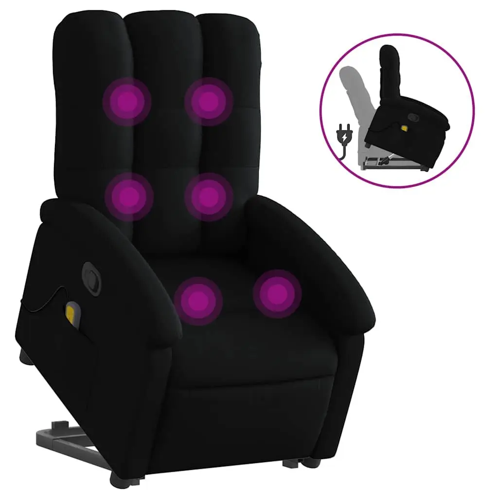 Electric Recliner Chair with Massage Function Power Lift Fabric Black Comfort Armchair