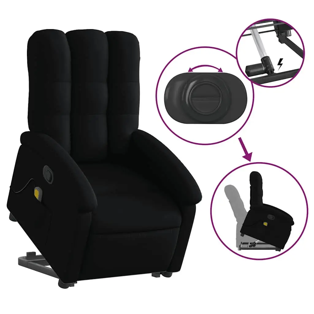 Electric Recliner Chair with Massage Function Power Lift Fabric Black Comfort Armchair