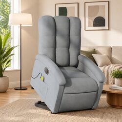Grey Fabric Electric Massage Recliner Chair with Lift Function