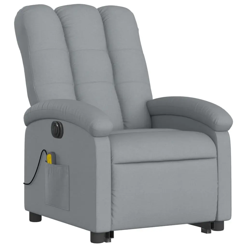Electric Massage Recliner Chair Power Lift Function Grey Fabric