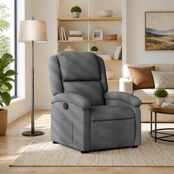Manual Reclining Armchair with Footrest in Dark Grey