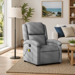 Manual Grey Fabric Massage Recliner Chair with 6 Points