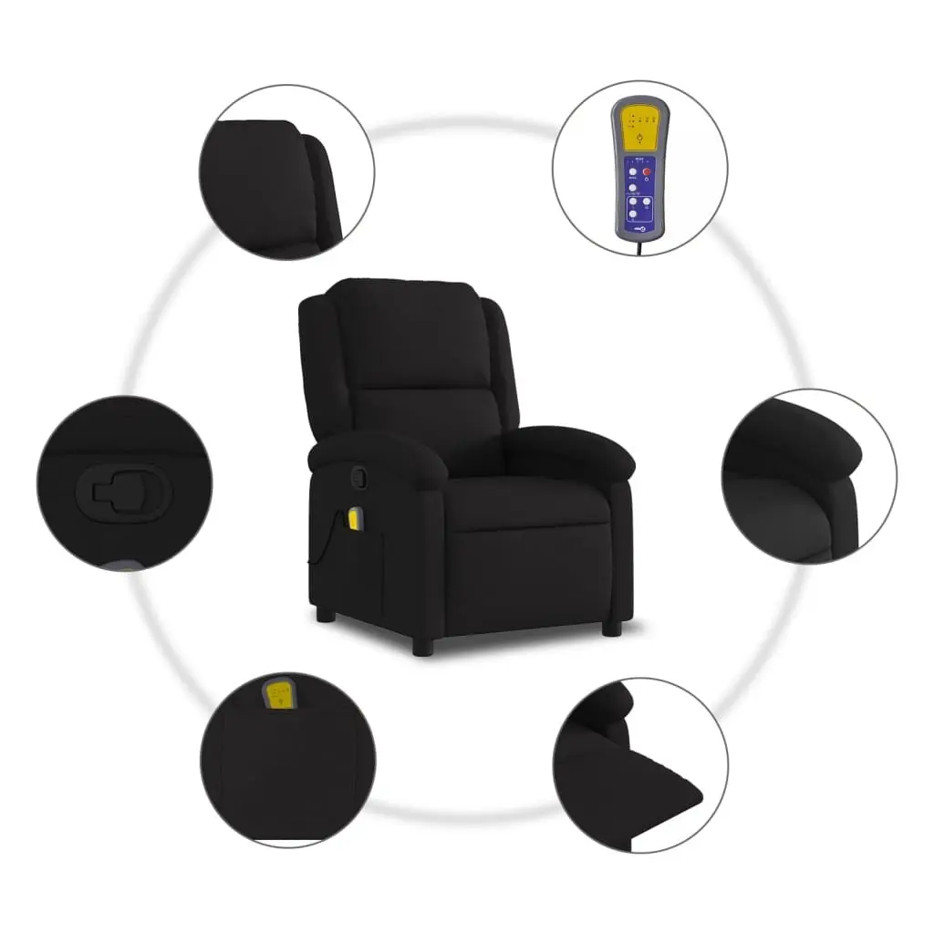 Massage Recliner Chair Manual Recline 135 Degree Black Fabric