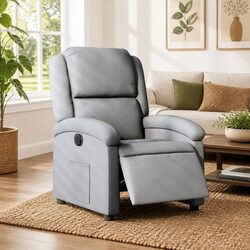 Electric Recliner Armchair in Light Grey Fabric