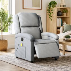Adjustable Electric Massage Recliner Chair in Grey Fabric