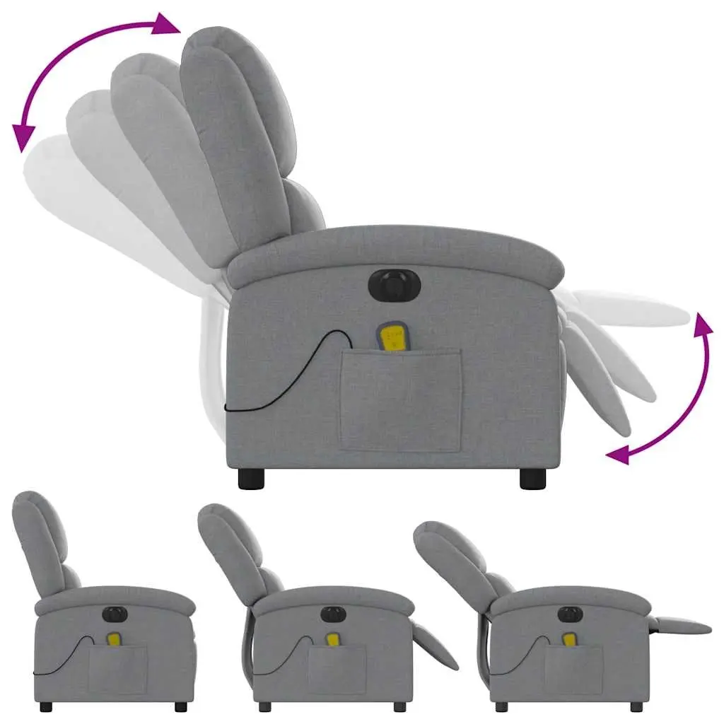 Electric Recliner Chair with Massage Function Adjustable Footrest Grey Fabric