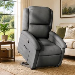 Dark Grey Fabric Stand Up Recliner Chair with Power Lift
