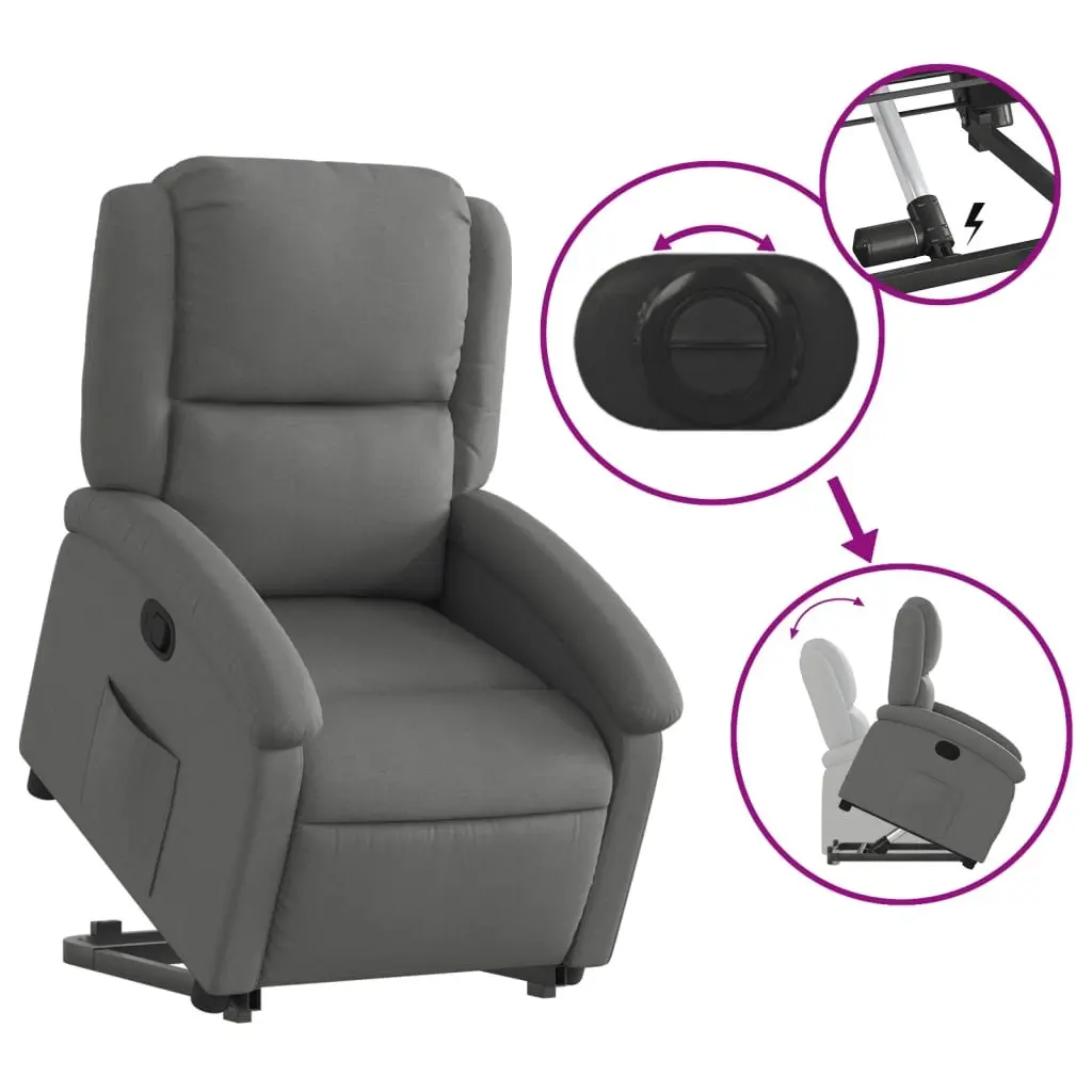 Recliner Chair Manual Dark Grey Fabric Electric Lift Comfort Adjustable