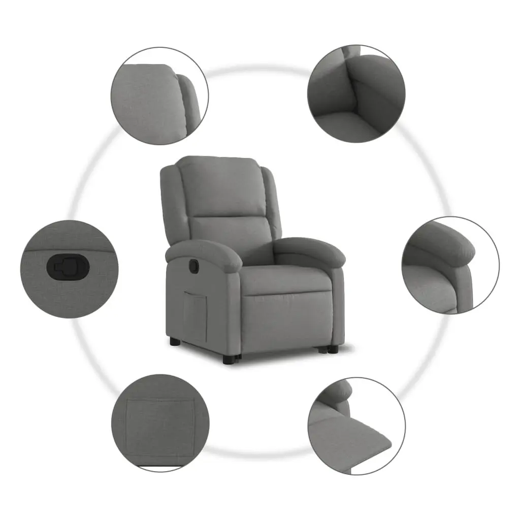 Recliner Chair Manual Dark Grey Fabric Electric Lift Comfort Adjustable