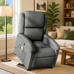Grey Fabric Stand Up Massage Recliner Chair