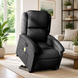 Black Fabric Massage Recliner Chair with Electric Lift