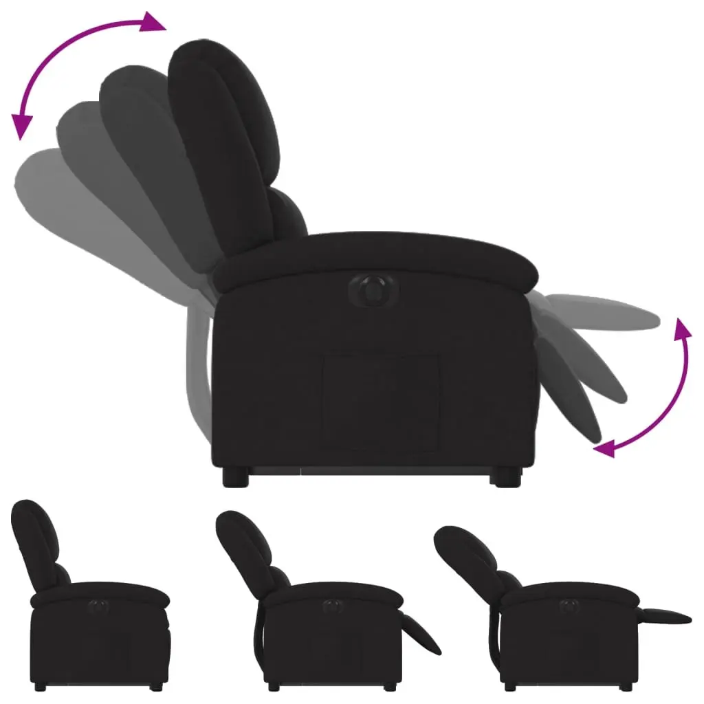 Electric Recliner Chair Power Lift Function Adjustable Black Fabric for Elderly