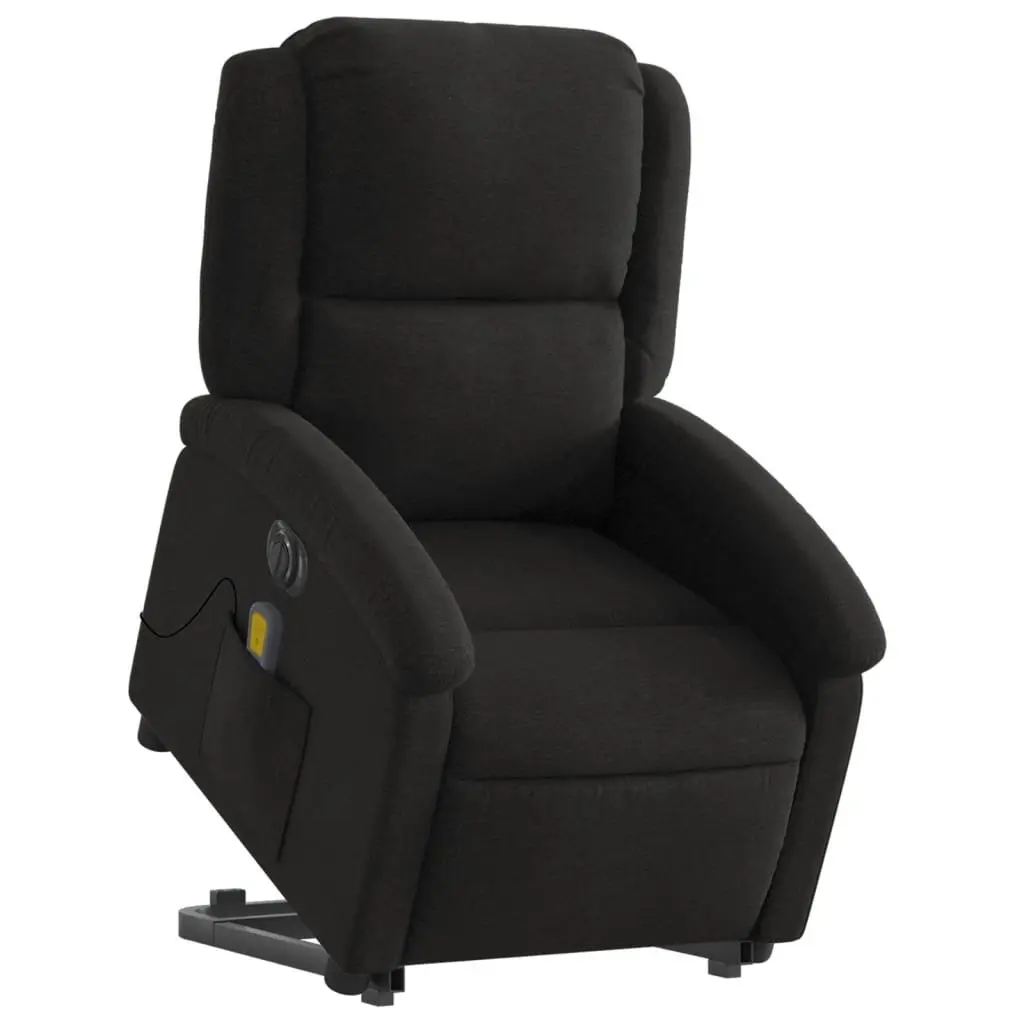 Electric Recliner Chair with Massage Function Power Lift Fabric Black for Elderly 135 Degrees