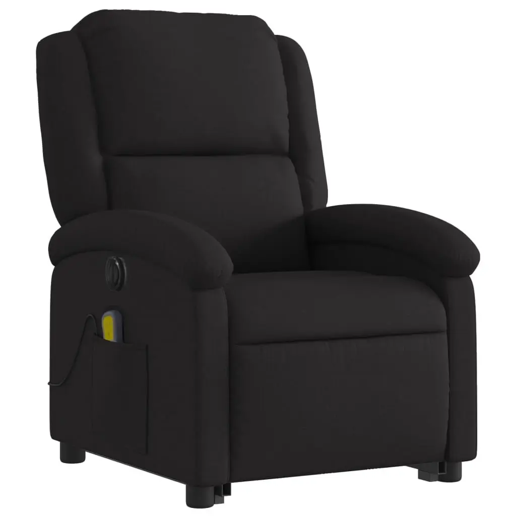 Electric Recliner Chair with Massage Function Power Lift Fabric Black for Elderly 135 Degrees