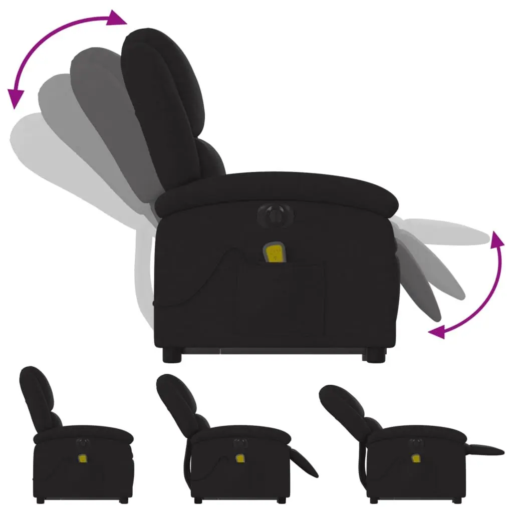 Electric Recliner Chair with Massage Function Power Lift Fabric Black for Elderly 135 Degrees
