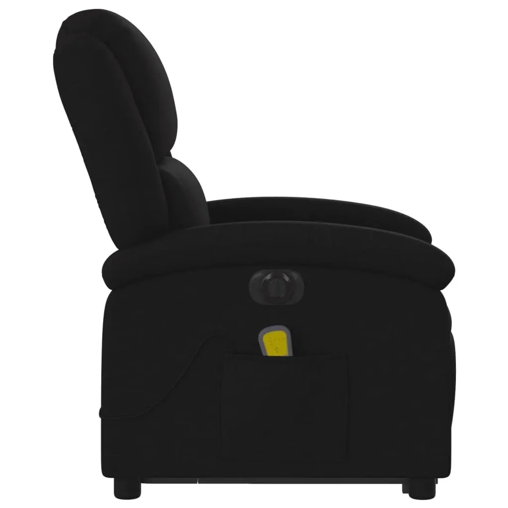 Electric Recliner Chair with Massage Function Power Lift Fabric Black for Elderly 135 Degrees