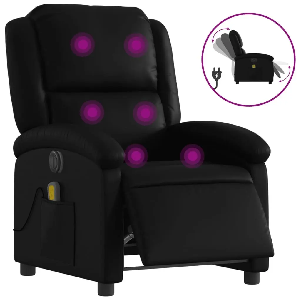 Electric Massage Recliner Chair Faux Leather 135 Degrees Black