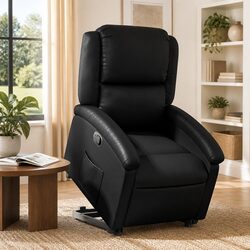 Electric Lift Recliner Chair with Faux Leather Upholstery