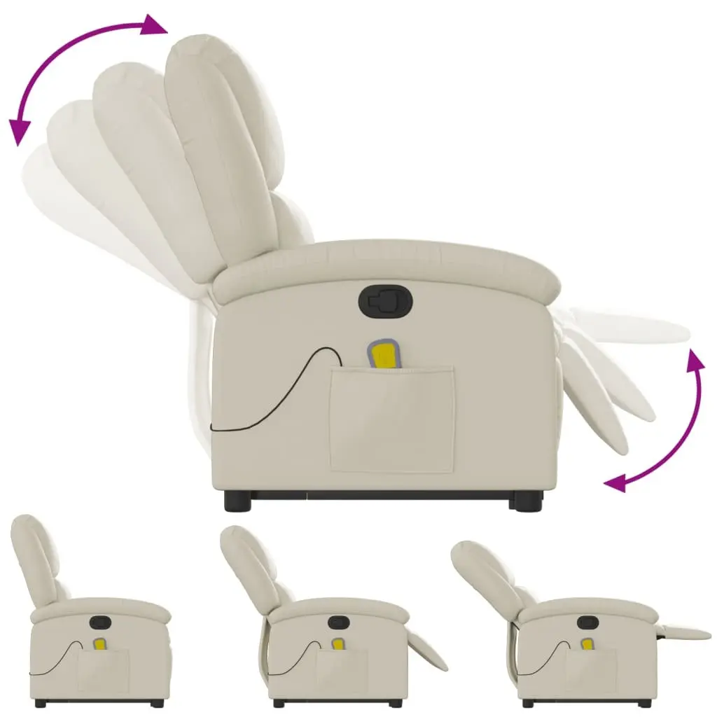 Electric Massage Recliner Chair Comfort Power Lift Cream Faux Leather