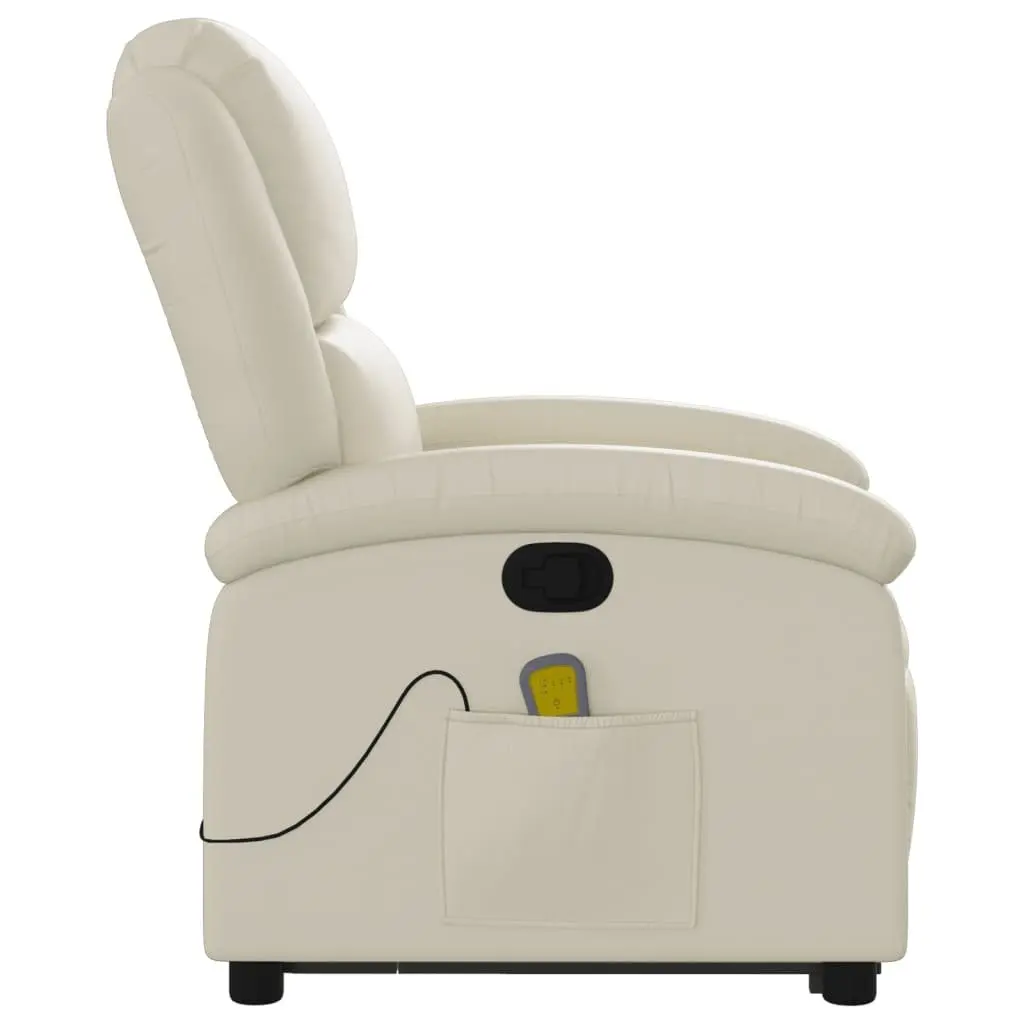 Electric Massage Recliner Chair Comfort Power Lift Cream Faux Leather
