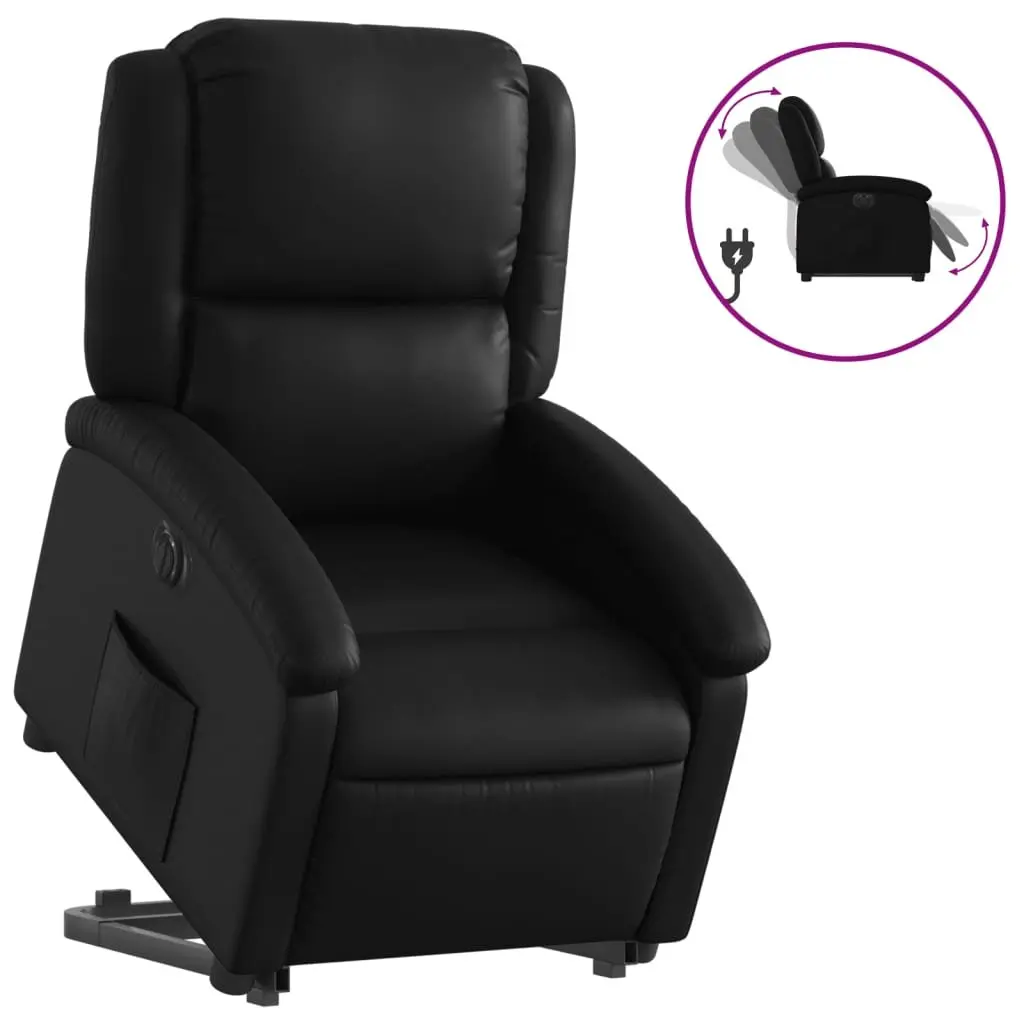Electric Recliner Chair Power Lift Adjustable Backrest Faux Leather Comfort Black