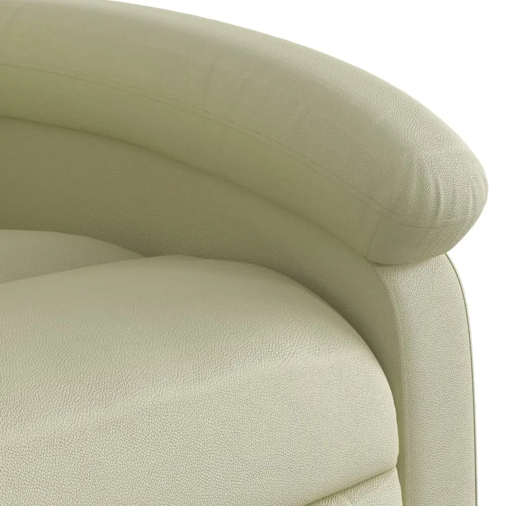 Massage Recliner Chair Manual Recline 135 Degrees Cream Leather