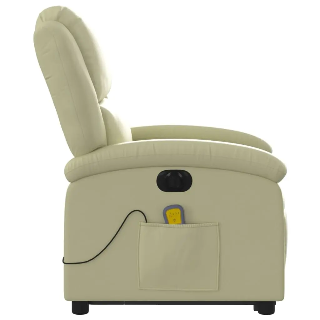 Electric Massage Recliner Chair Comfort Cream Leather