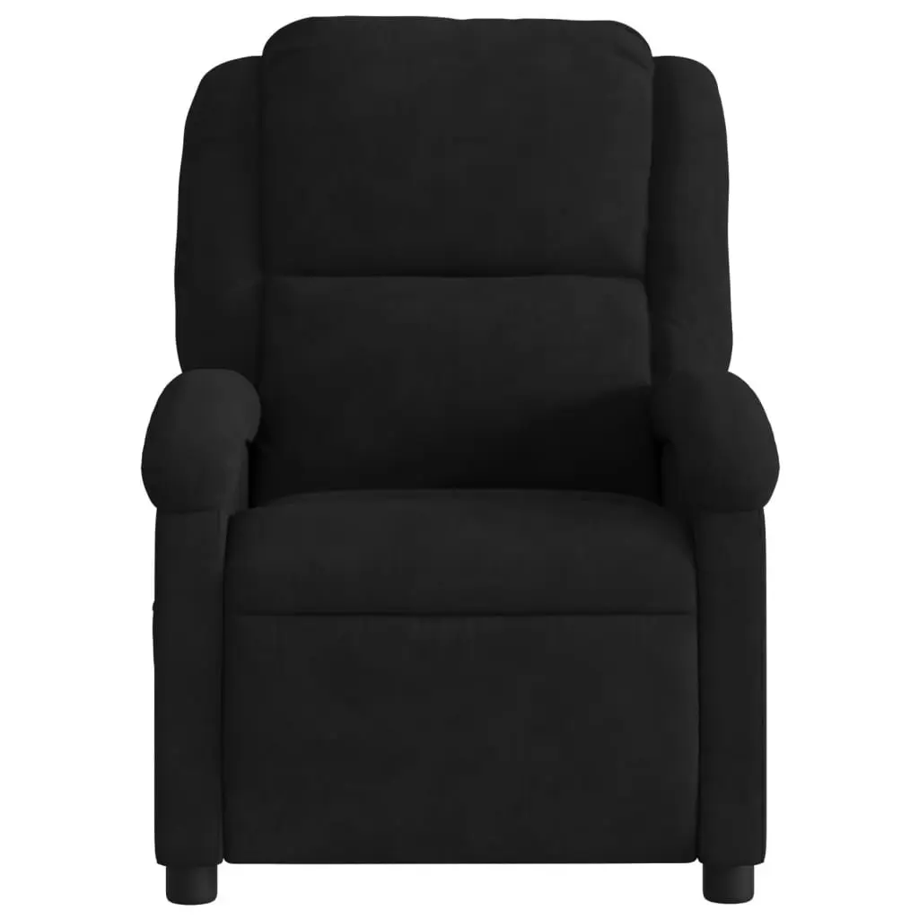 Recliner Chair Manual Adjustable Black Velvet Comfort Armchair with Footrest