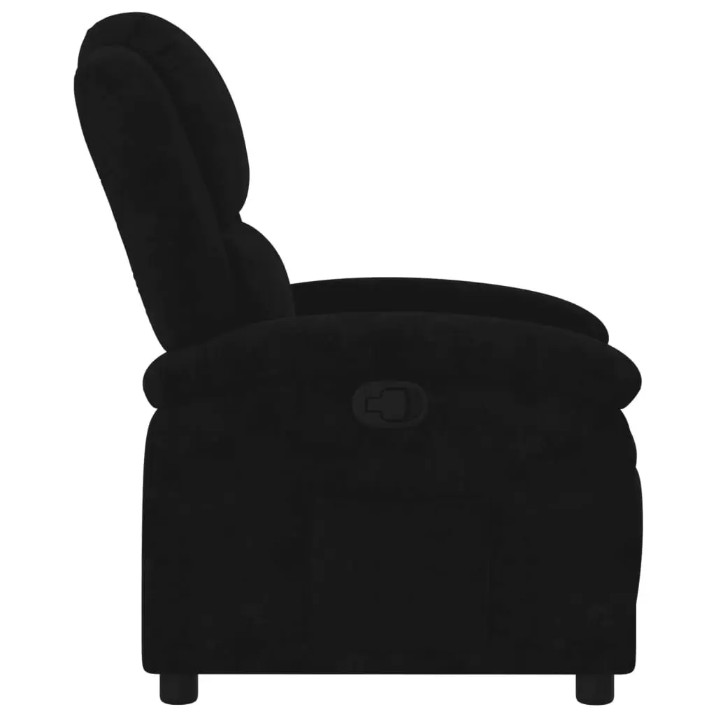 Recliner Chair Manual Adjustable Black Velvet Comfort Armchair with Footrest