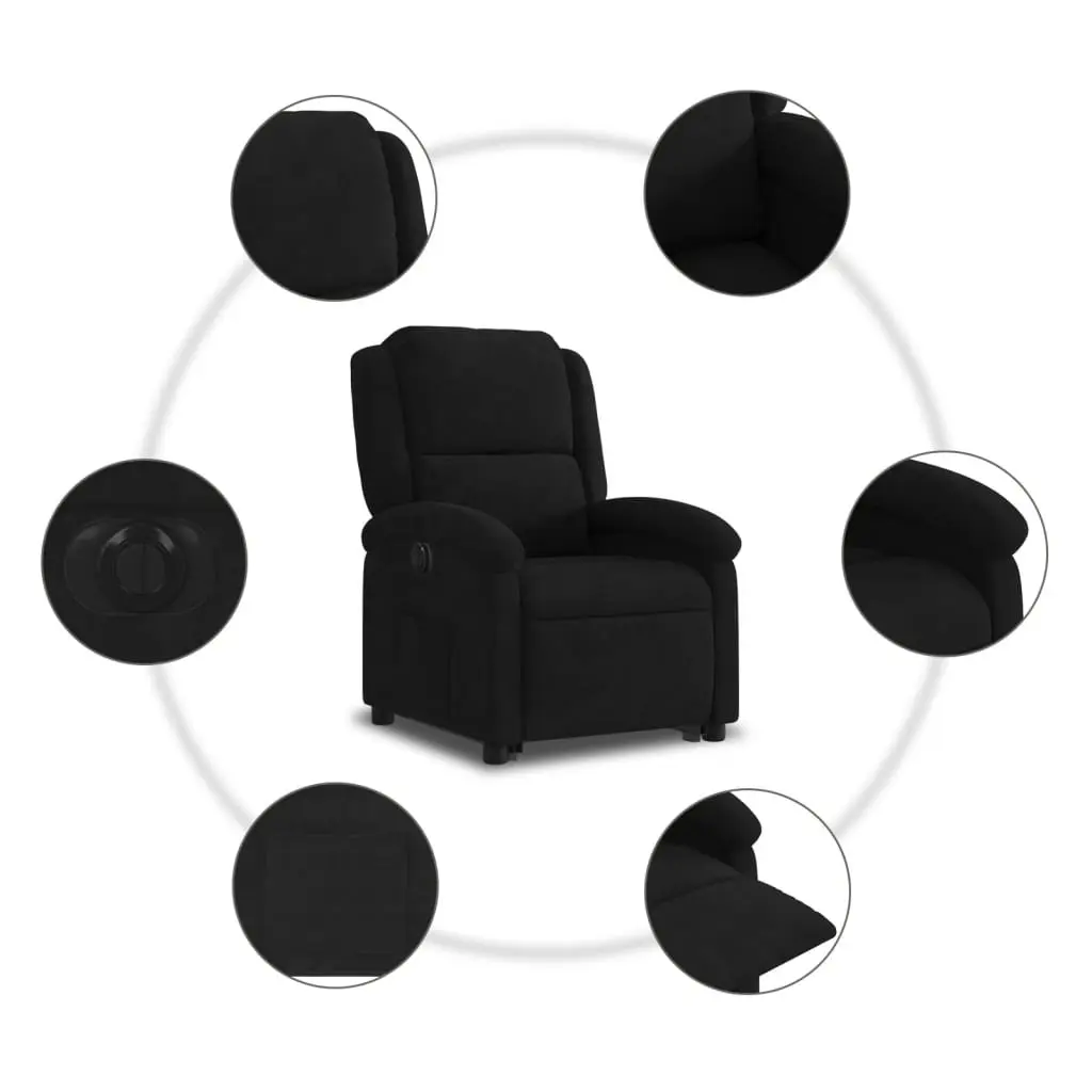 Electric Recliner Chair Power Lift Adjustable Comfort Black Velvet