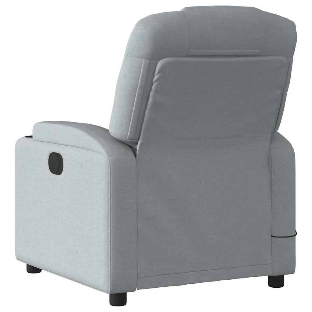 Recliner Chair Light Grey Fabric Vibration Massage Manual Comfort Armchair