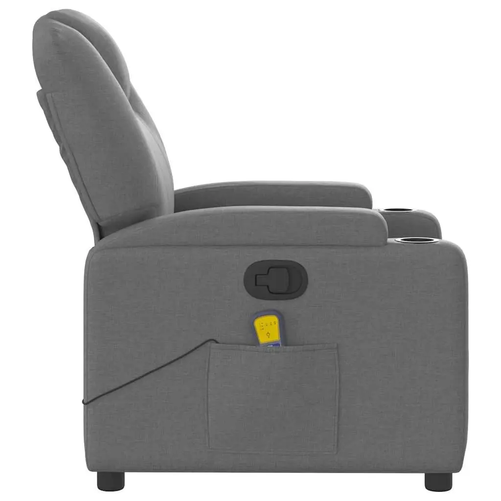 Massage Recliner Chair Manual Reclining Function Grey Fabric