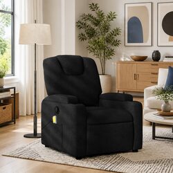 Manual Reclining Black Fabric Massage Chair