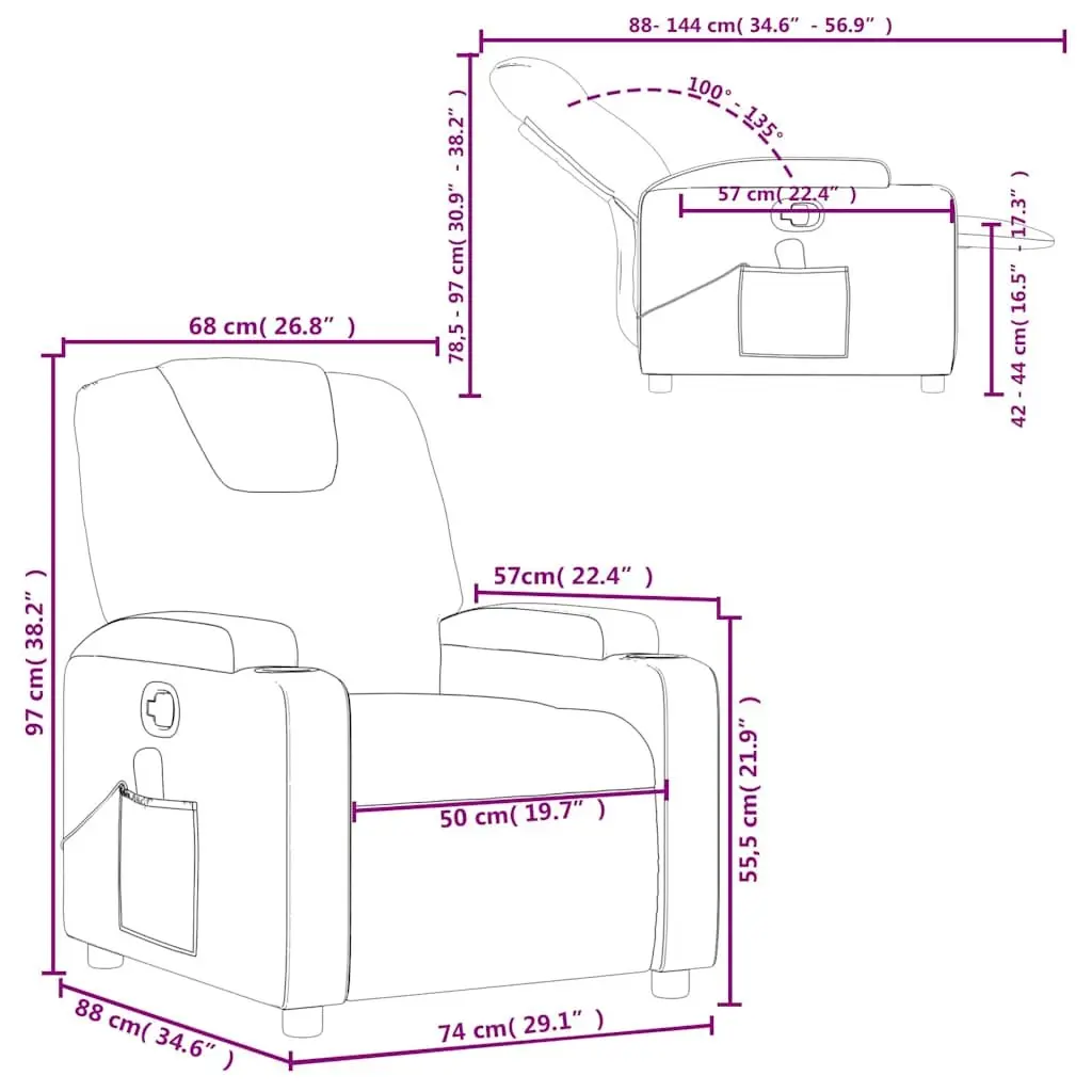 Massage Recliner Chair Manual Reclining Adjustable Black Fabric