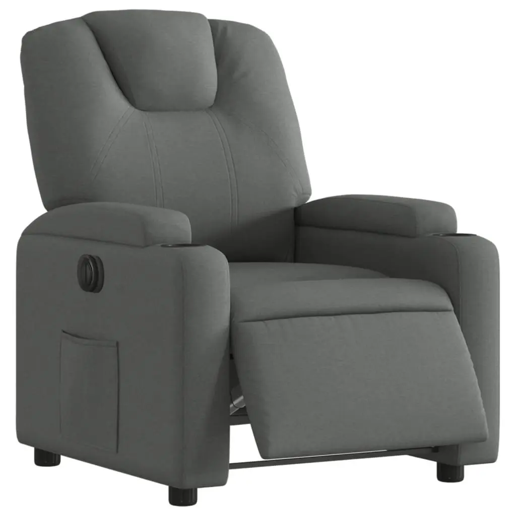 Electric Recliner Chair Grey Fabric Armchair Lounge Seat Footrest Auto