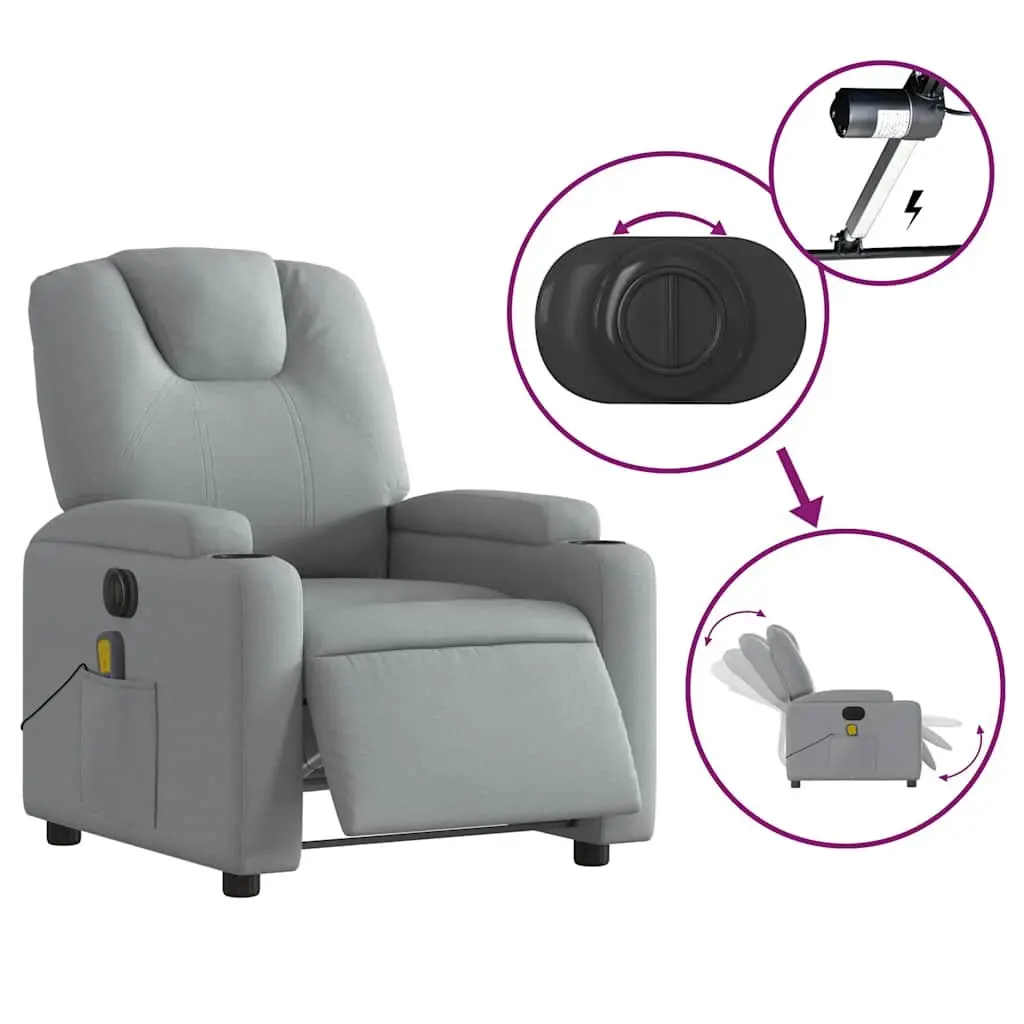 Electric Massage Recliner Chair Adjustable Grey Fabric
