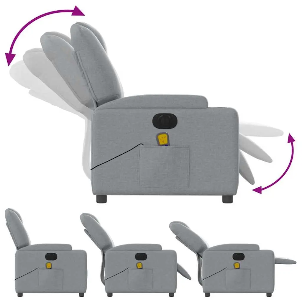 Electric Massage Recliner Chair Adjustable Grey Fabric