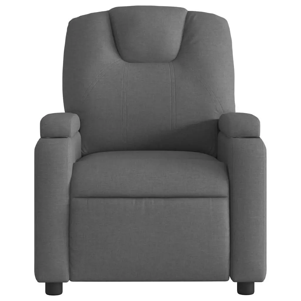 Electric Massage Recliner Chair Motorised Reclining 135 Degrees Grey Fabric