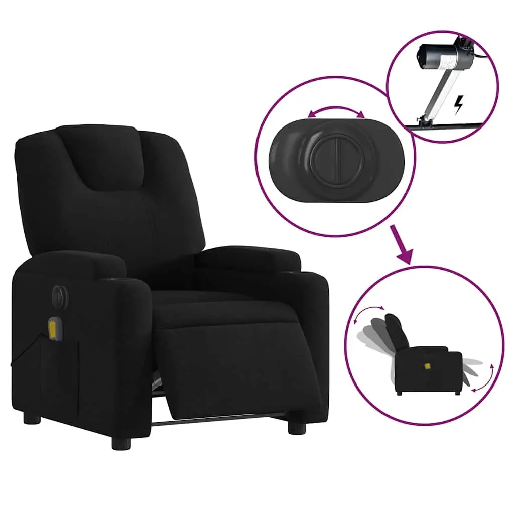 Electric Massage Recliner Chair Vibration Function Black Fabric