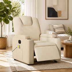 Electric Recliner Chair with Massage Function in Cream