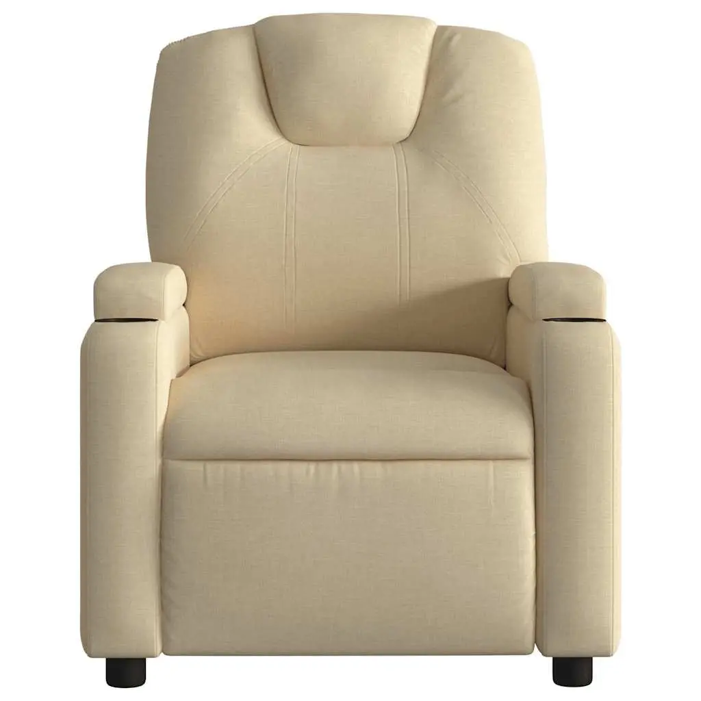 Electric Massage Recliner Chair Adjustable Footrest Cream Fabric