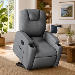 Electric Power Lift Manual Recline Chair in Dark Grey