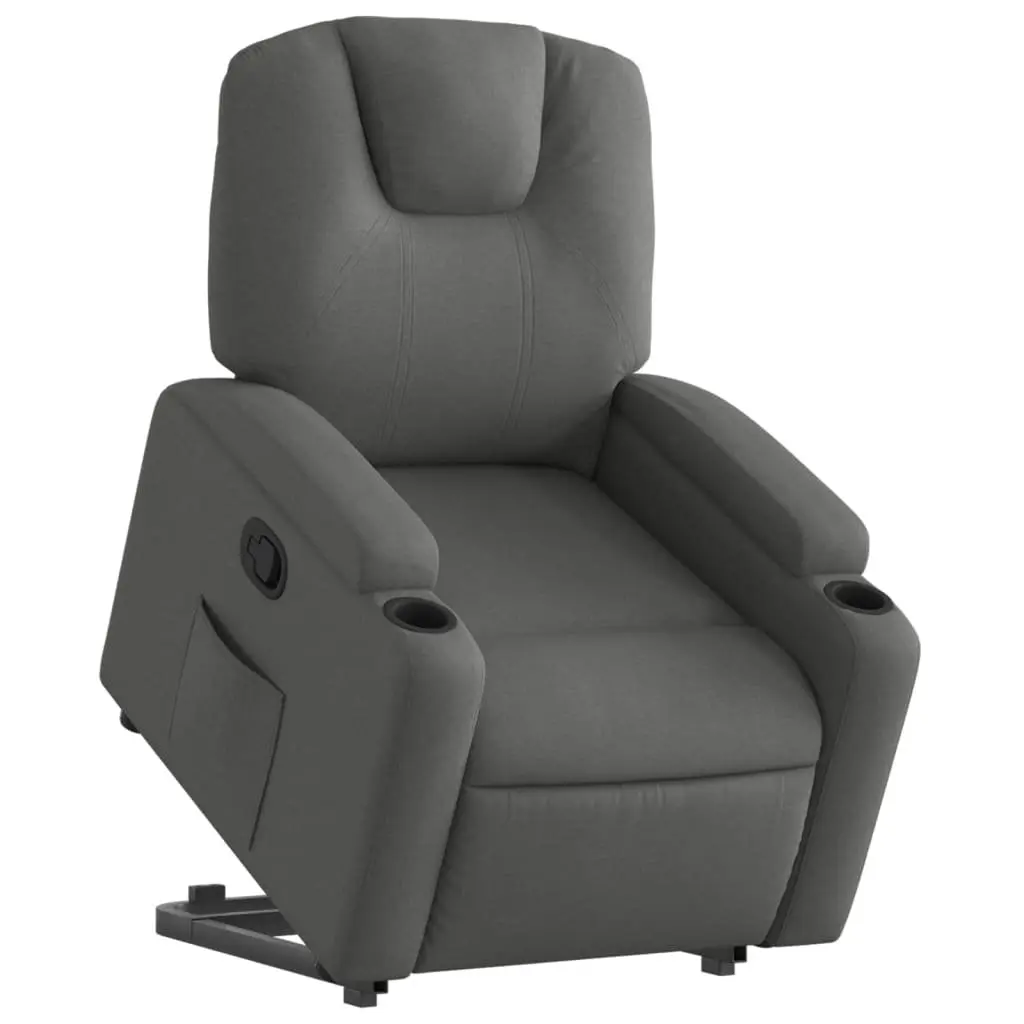 Recliner Chair Electric Power Lift Manual Recline Comfort Dark Grey Fabric