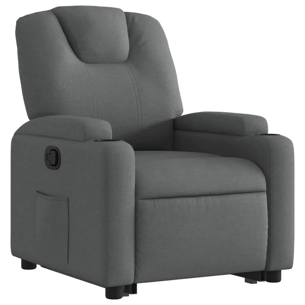 Recliner Chair Electric Power Lift Manual Recline Comfort Dark Grey Fabric