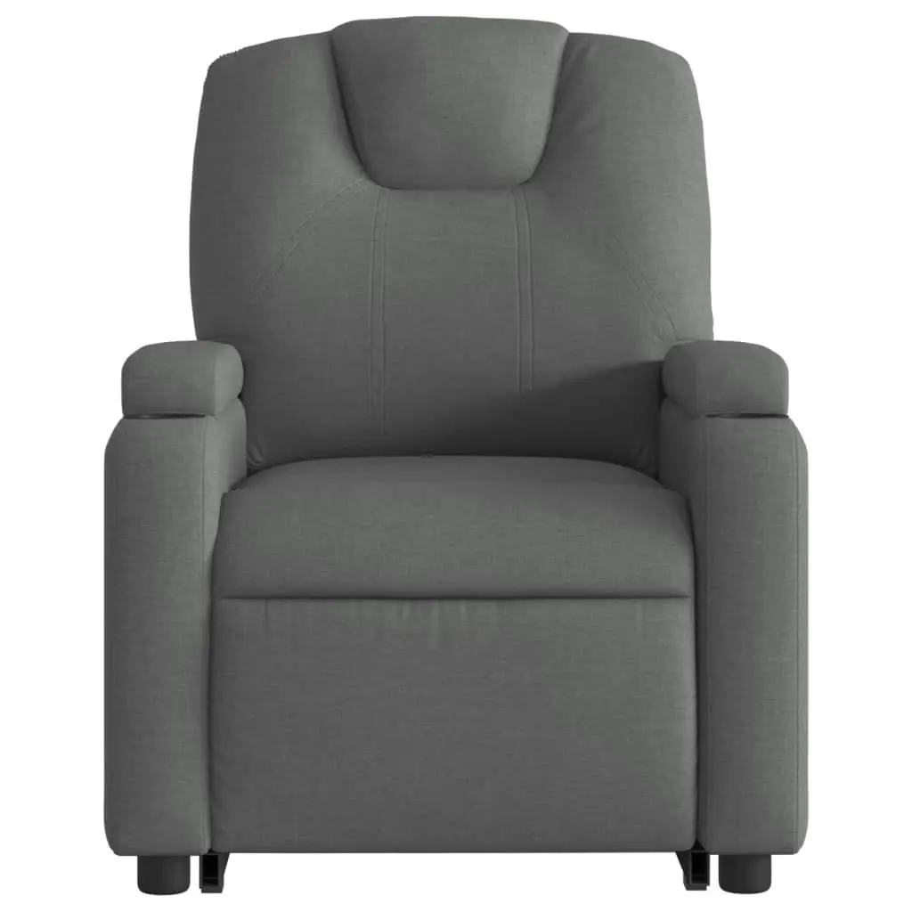 Recliner Chair Electric Power Lift Manual Recline Comfort Dark Grey Fabric