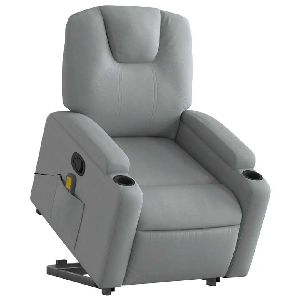 Electric Massage Chair Power Lift Function Manual Reclining Grey Fabric