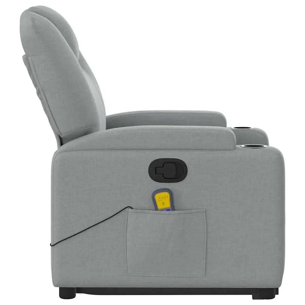 Electric Massage Chair Power Lift Function Manual Reclining Grey Fabric