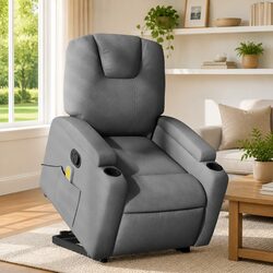 Electric Recline Massage Armchair in Grey Fabric