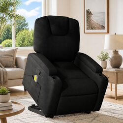 Black Fabric Electric Power Lift Recliner Chair