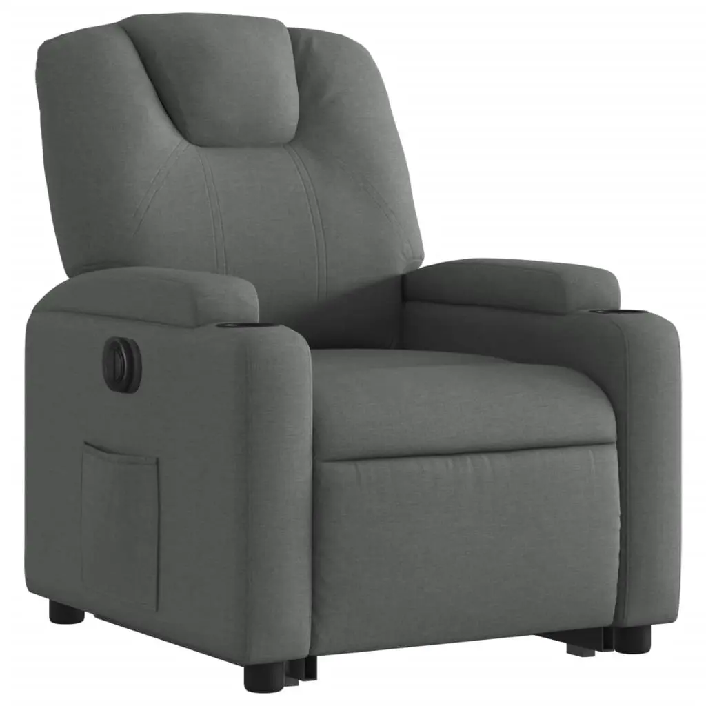 Electric Recliner Chair Power Lift Comfort Grey Fabric